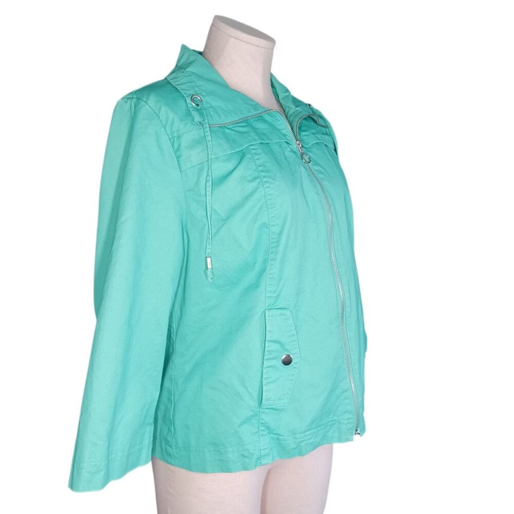 Studio Works Petite Large Canvas Spring Jacket Seafoam Green Lined Full Zip - Picture 7 of 14